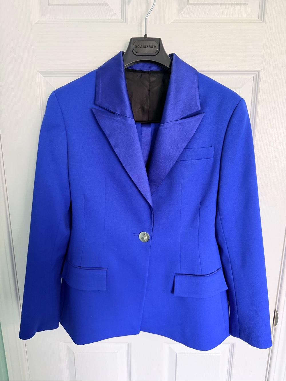 The Attico cobalt blue satin-lapel blazer